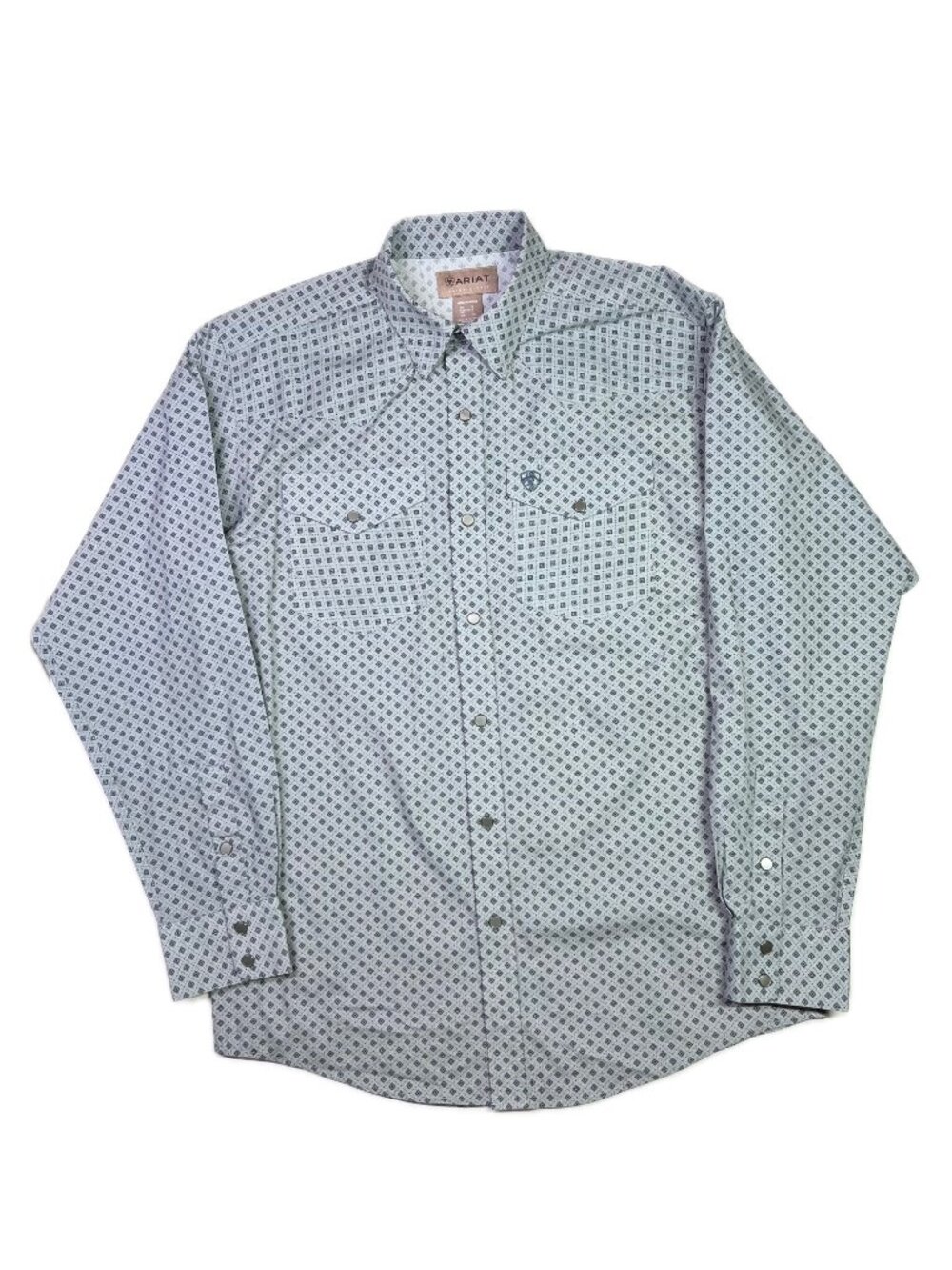 Ariat Men's S Wrinkle-Free Edward Western Shirt Snap Long Sleeve Grey Cotton